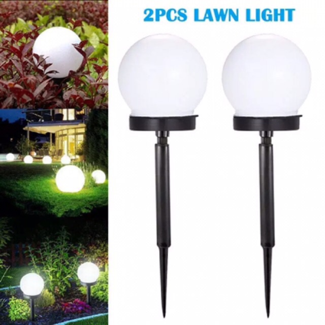 2PCS Outdoor LED Solar Round Ball Light Garden Yard Patio Ground Lawn ...