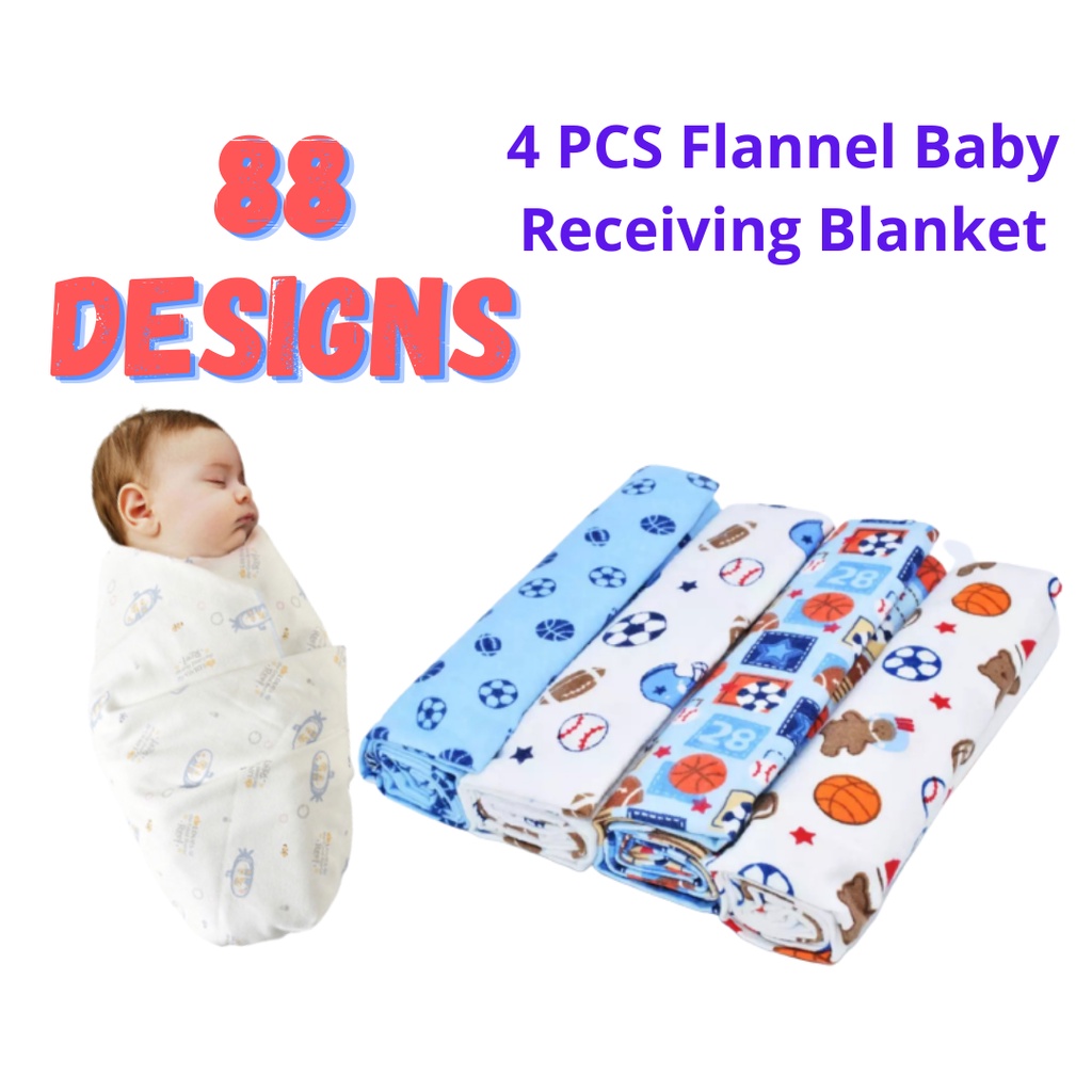 MnKC 4pcs Soft Comfortable Flannel Swaddle Receiving Blanket for