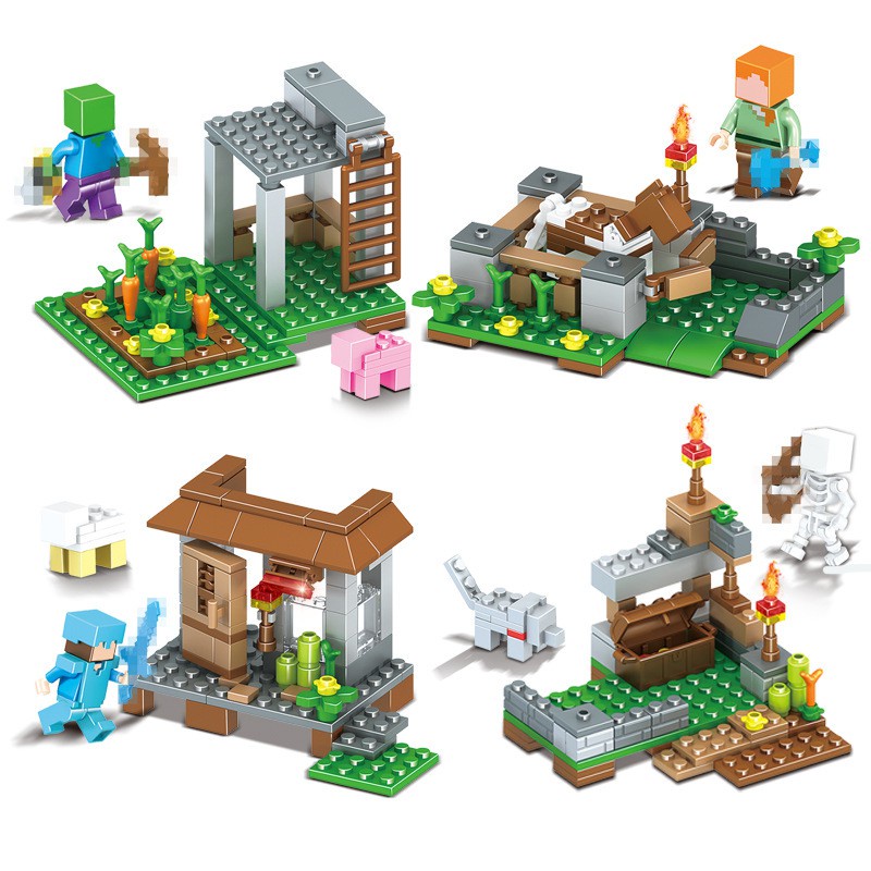 Mga laruan ng mga bata4 IN 1 Minecraft Village Building Blocks Lego ...