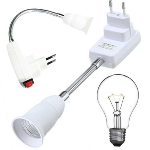 Flexible Neck Lamp Fitting LED Bulb E27 AC Plug Switch | Shopee Philippines