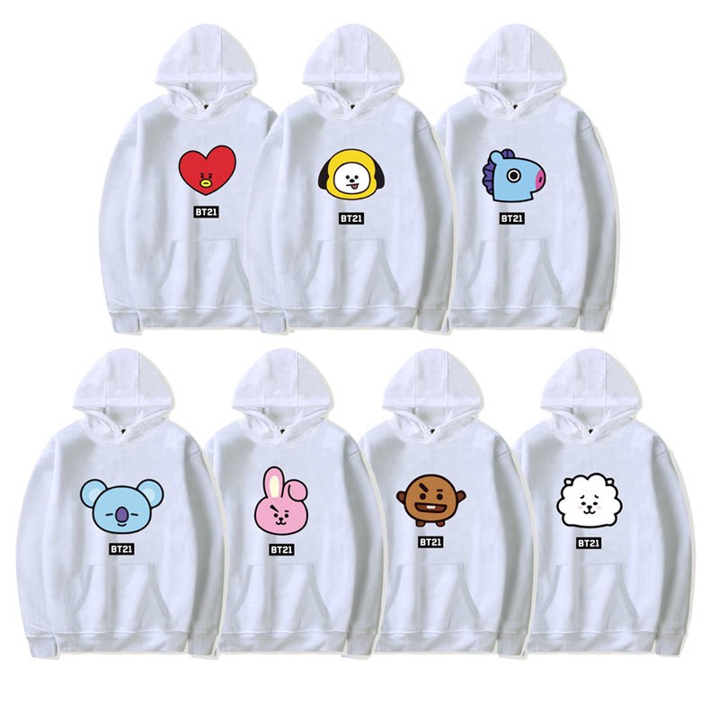 Kpop BTS Fashion cartoon Korean version Hoodies Sweatshirt Printed Sweatshirt Women Men Casual Pullover