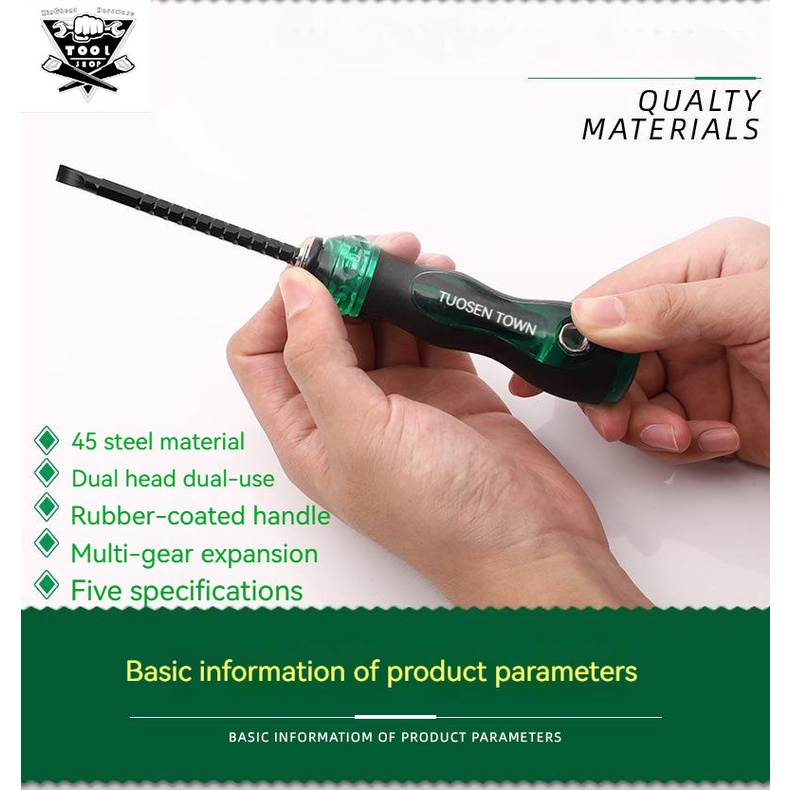 Interchangeable screwdrivers Flat-blade screwdriver Telescopic Two-way ...