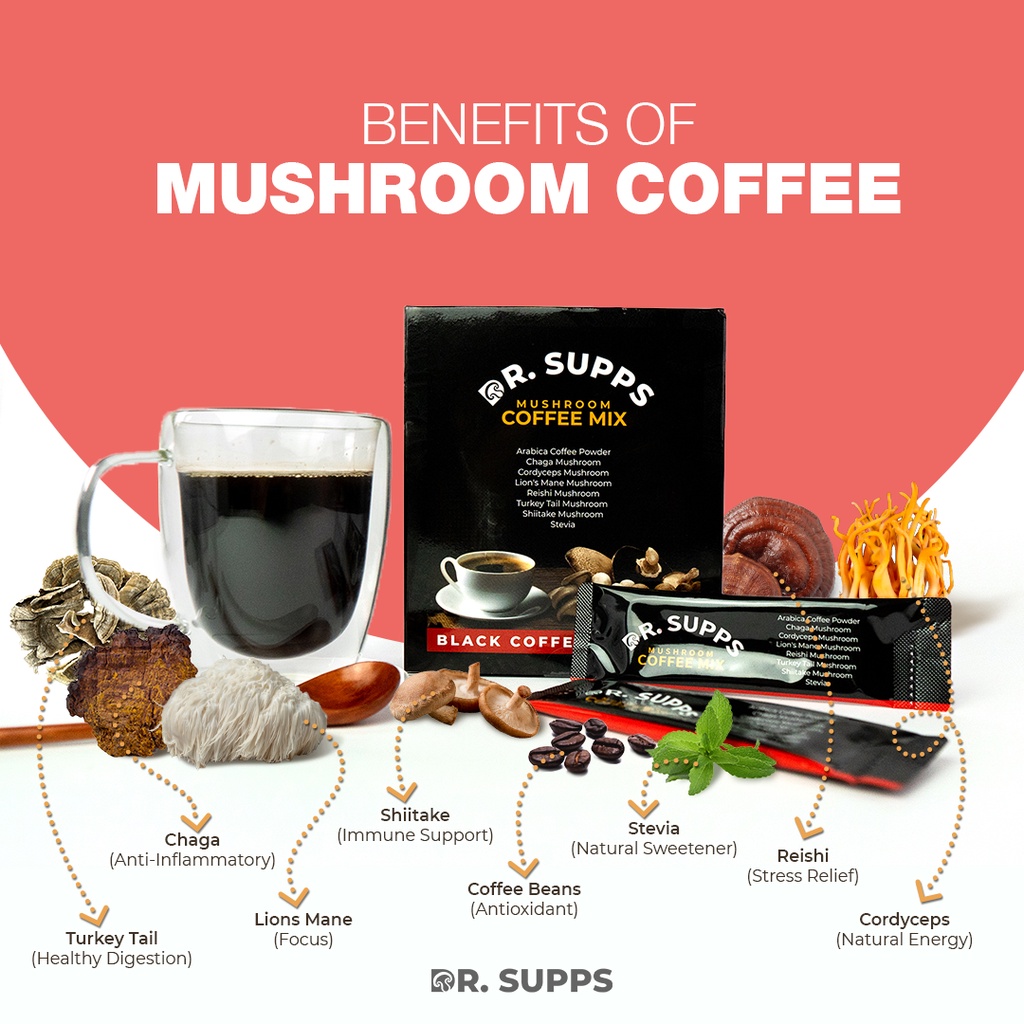 DR. SUPPS Superfoods Mushroom Coffee 1 Box (10 Sachets 5grams Each