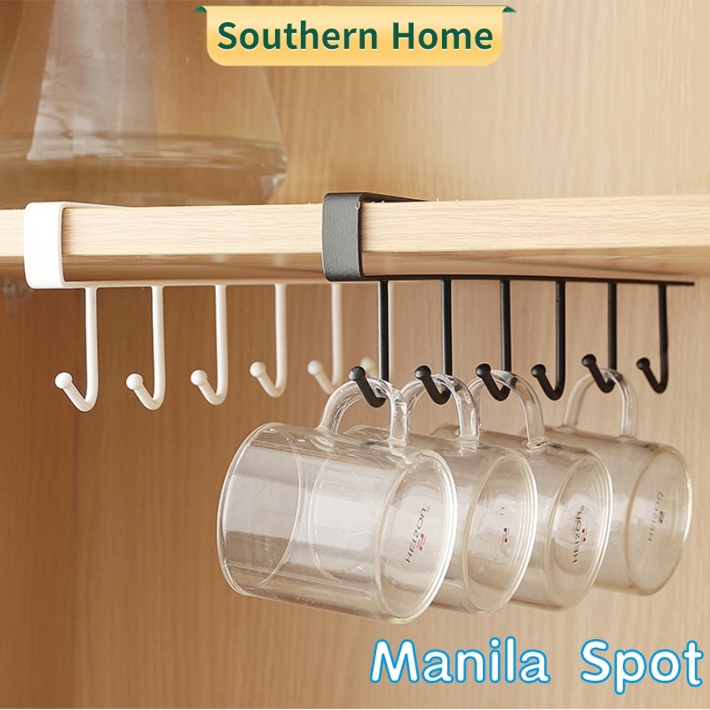 A69 COD【Manila】kitchen Hook Mug Holder Kitchen Under Shelf