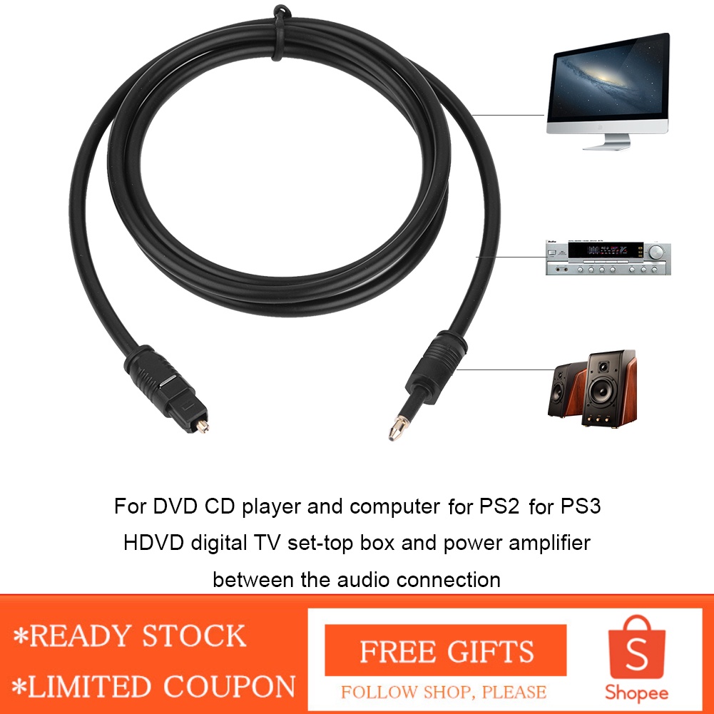 [READY STOCK] 3.5 Audio Optic Fiber Cable Digital Optical Cord Shopee