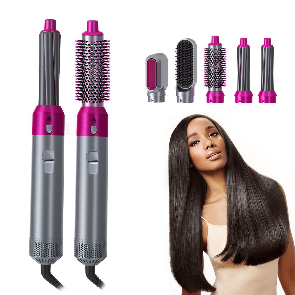 ✖▦5 In 1 Hair Dryer Hot Air Brush Styler Volumizer Hair Straightener Curler  Comb Negative Ion One St