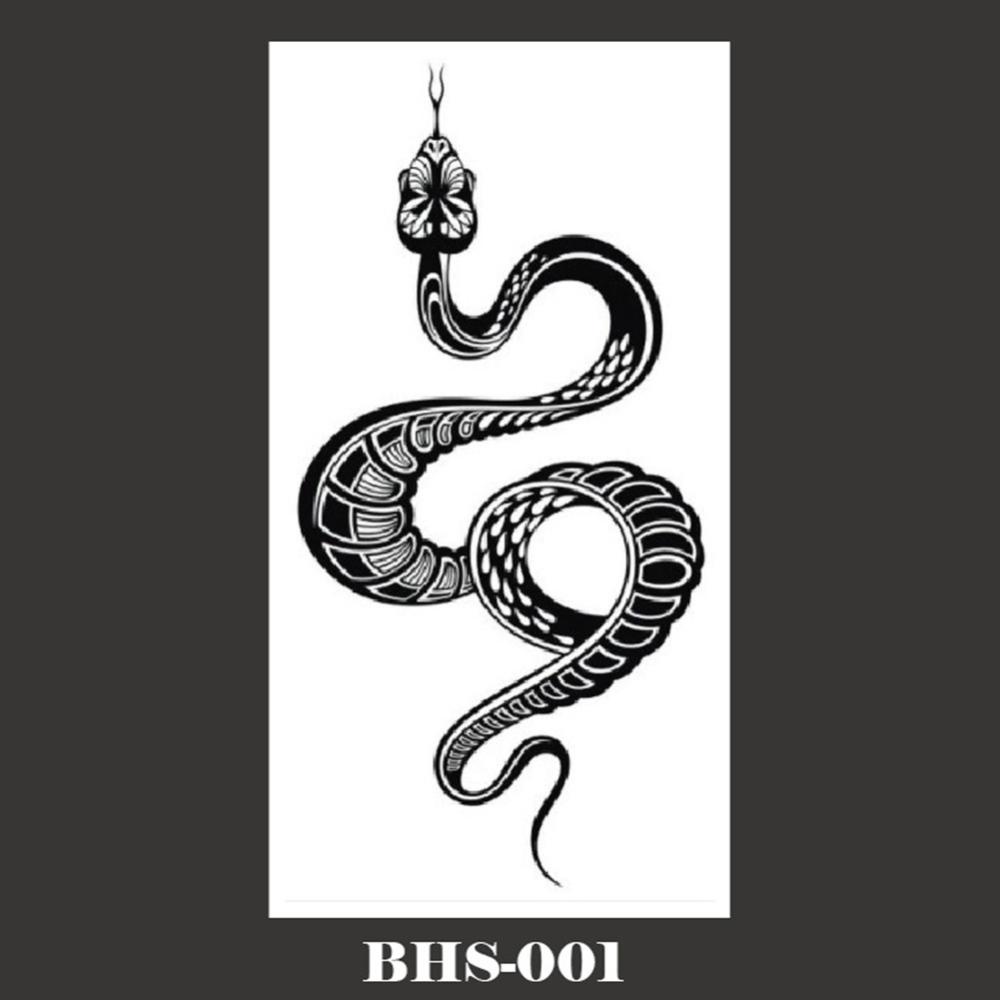 HW Tattoo Stickers Dark Tide Cool Flower Arm Black Mamba Snake Skull ...