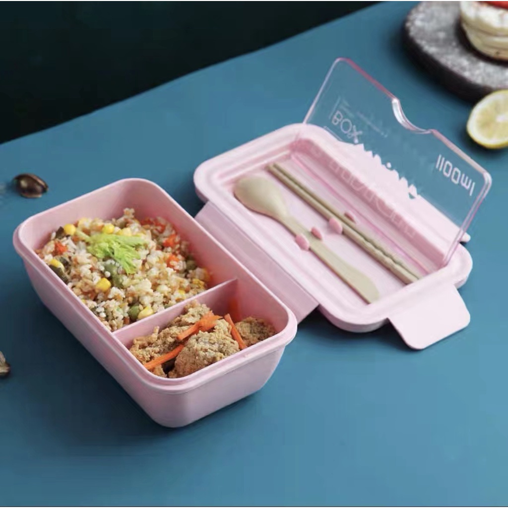 Portable Lunch Box With Spoon and chopsticks Utensils Heated Leakproof ...