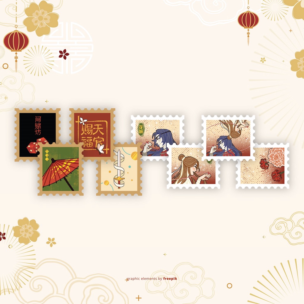 Set of decorative stickers with 8 Thien Quan Tu Phuc patterns | Shopee ...
