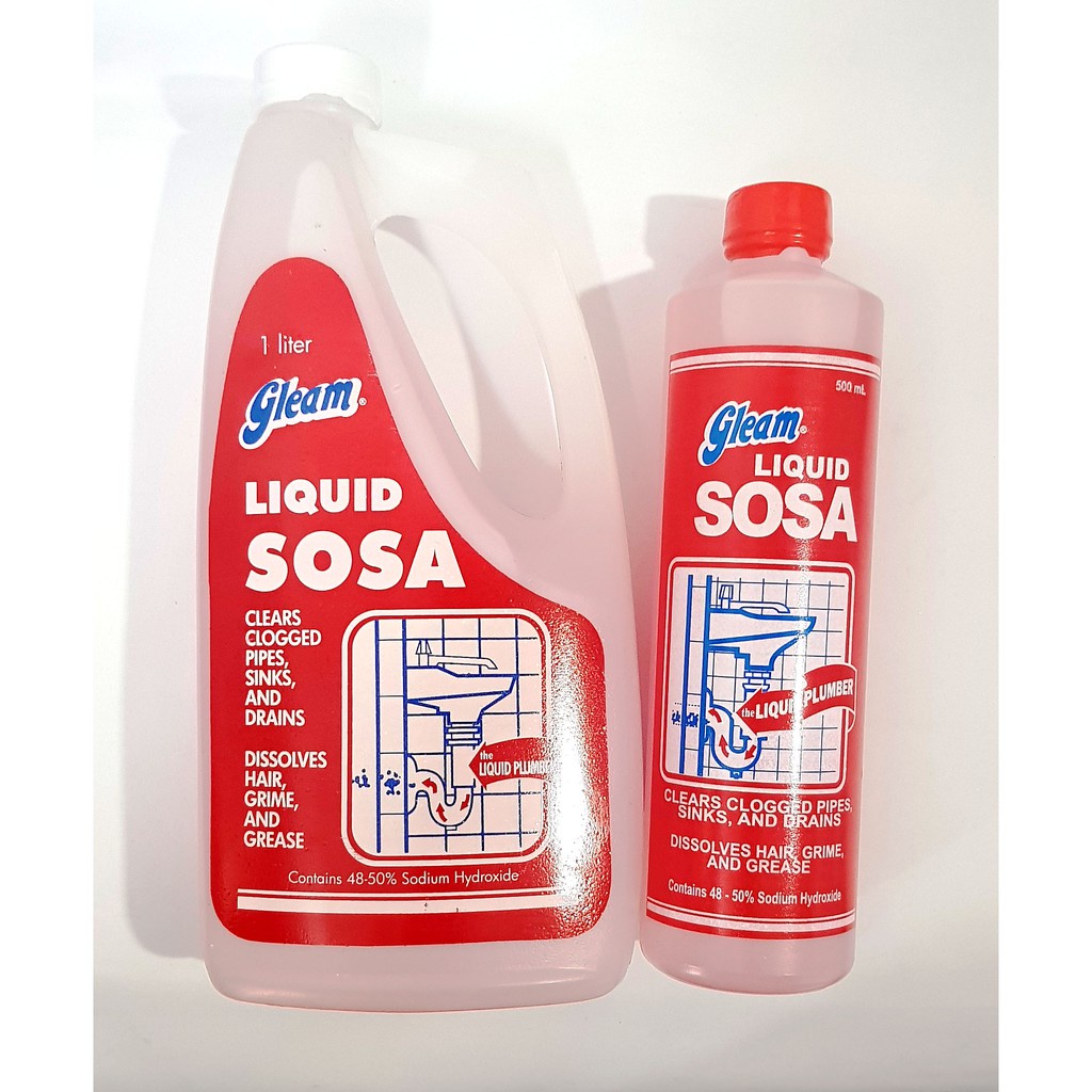 Gleam Liquid Sosa 500ML / 1Liter (SINK & DRAIN DECLOGGER) Shopee Philippines