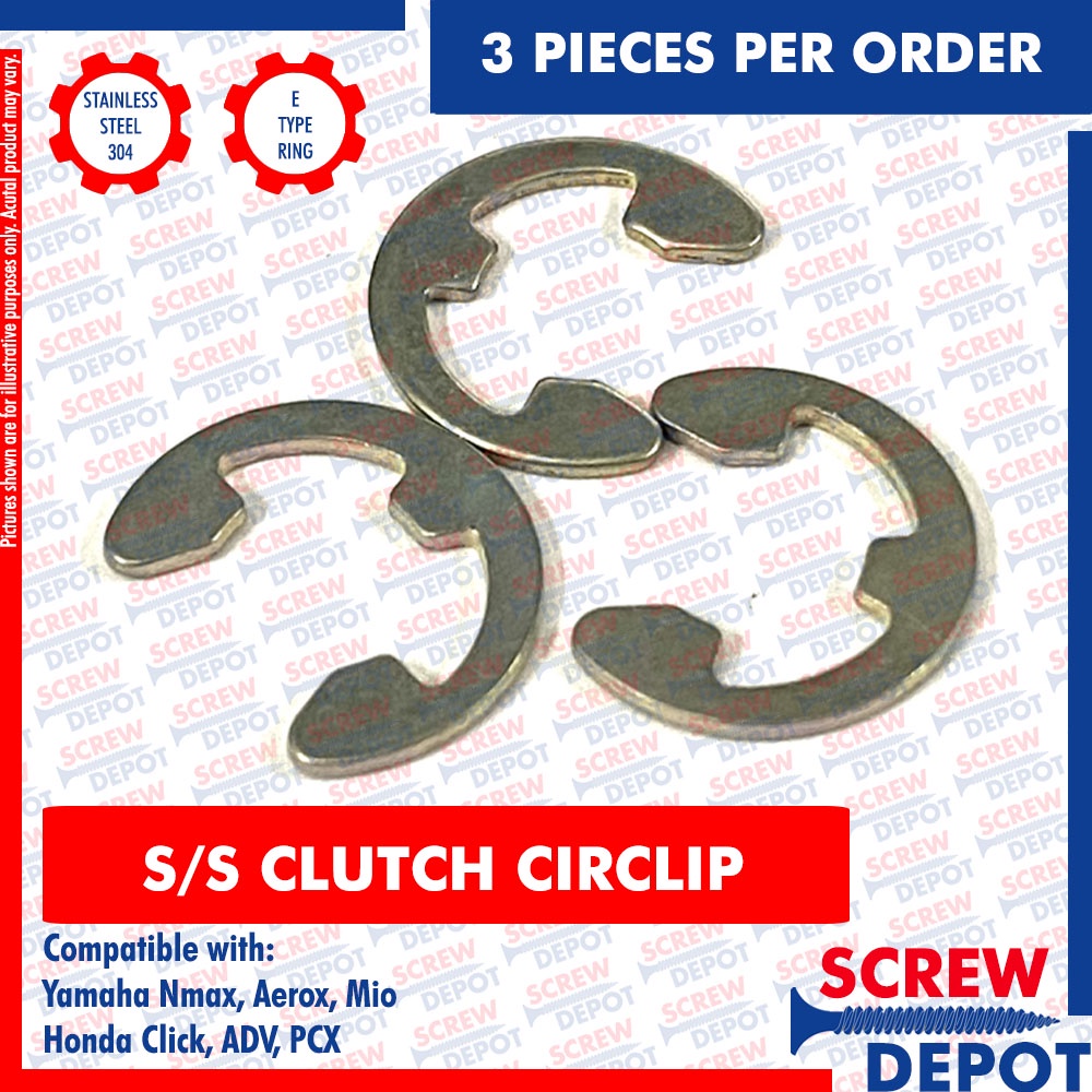 3PCS Stainless Clutch Circlip Yamaha Nmax , Aerox , Mio , Honda Click