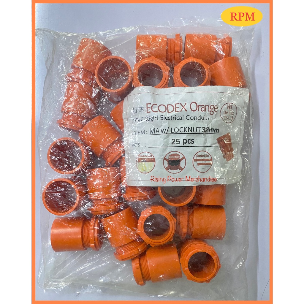 Ecodex PVC Orange Male Adapter with Locknut 1" ( 32mm ) ( 25pcs ) Shopee Philippines