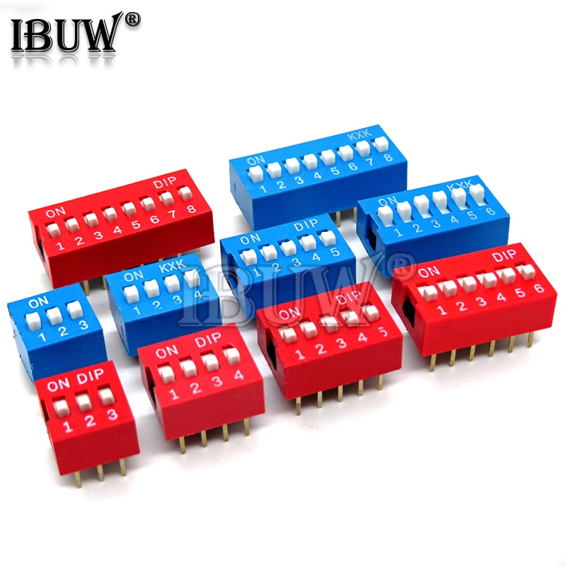10PCS Slide Type Switch Module 1 ~ 12 Bit 2.54mm Position Way DIP Blue ...