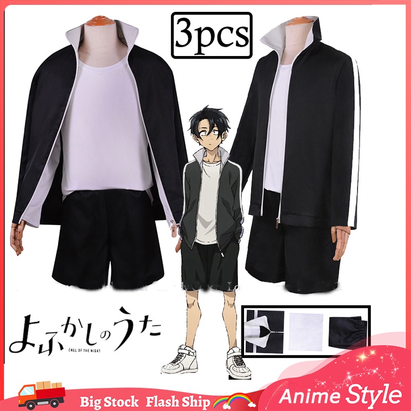 Anime Call of the Night Yamori Kou Cosplay Costume Black Jacket T-shirt ...