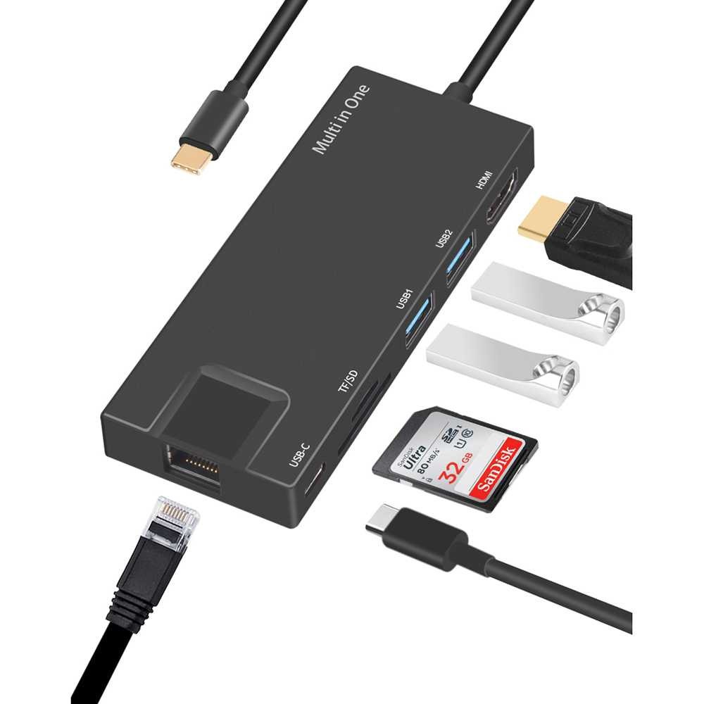 Bubm Usb Type C Hub 7 In 1 Lan Adapter Pass -@ Through Charging - Yc ...