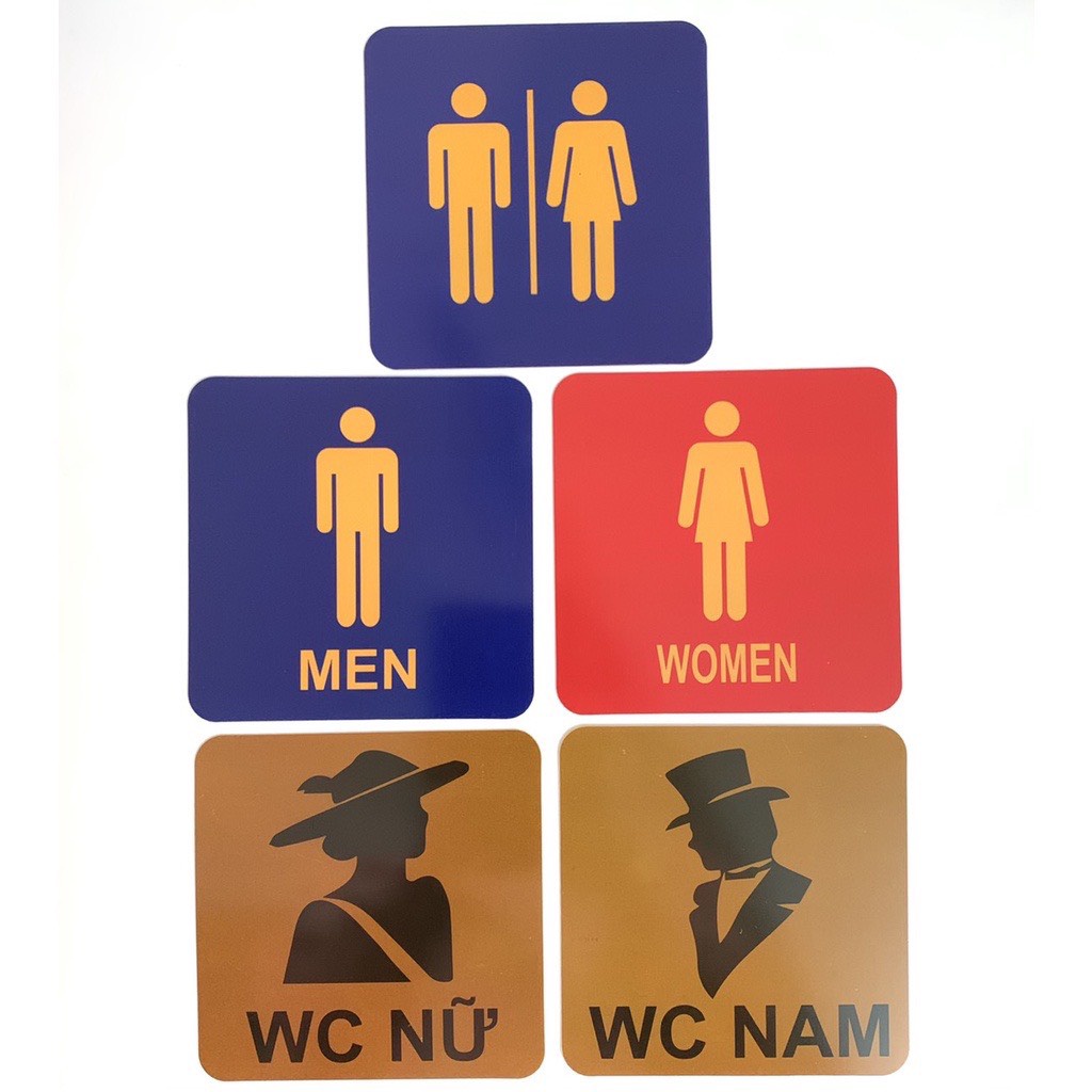 Men's and Women's Toilet Sign, Women's and Men's WC (13cm x 13cm ...