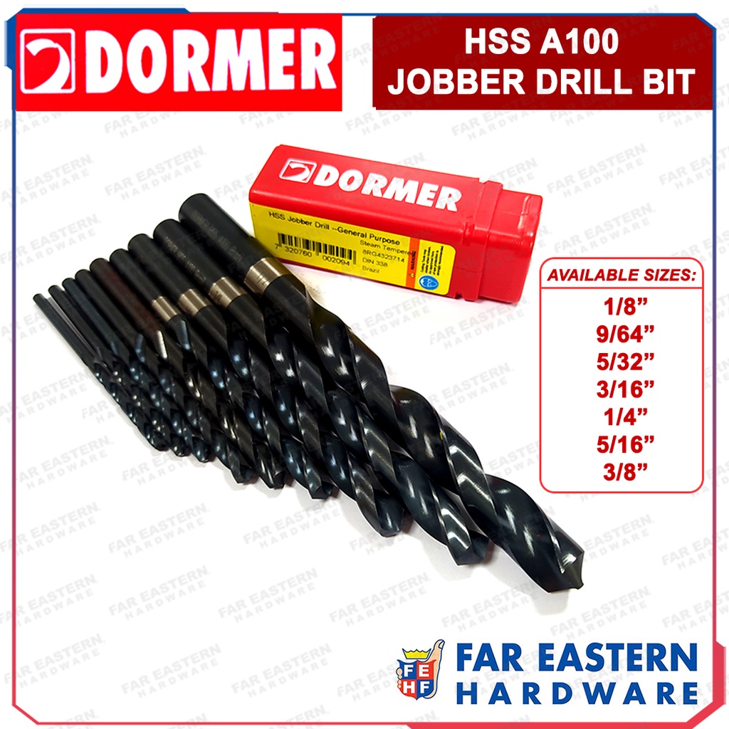 DORMER HSS A100 Jobber Drill Bit 1 8 9 64 5 32 3 16 1 4