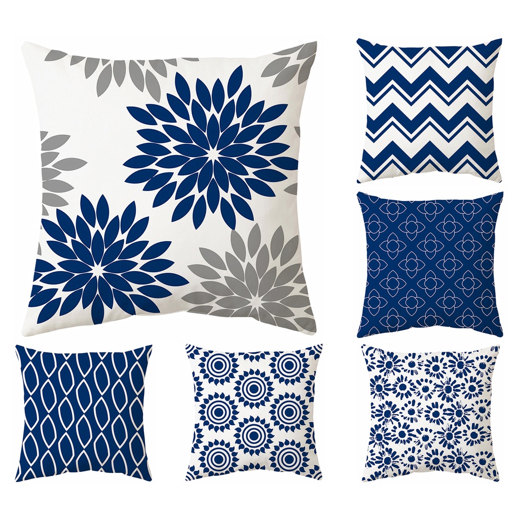 Blue Geometric pillow case 40 x 40.45 x 45.50 x 50.60 x 60. Living room