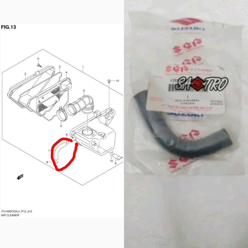 Air filter Hose tube Breather suzuki satria fu Carburetor raider 150