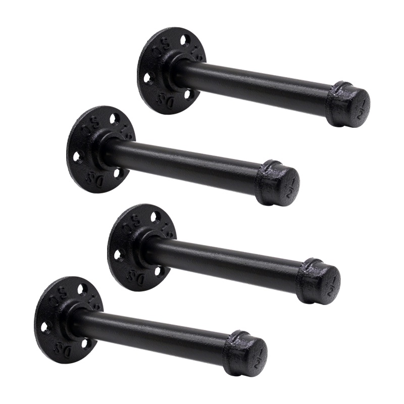 DSDST Shelf Bracket,Industrial Black Iron Pipe Shelf Brackets 4 Pack