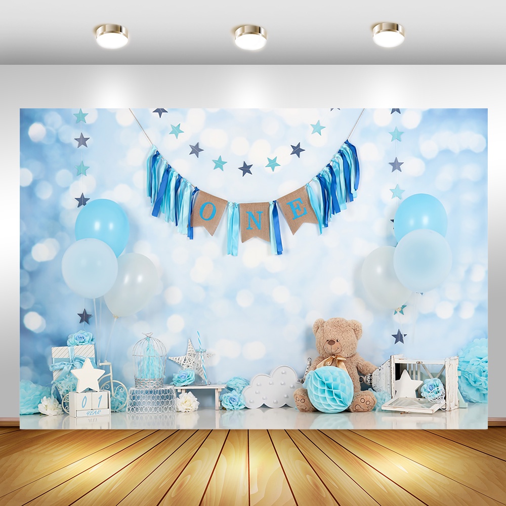 1st Birthday Photography Background Blue Balloons Newborn Baby Photo ...