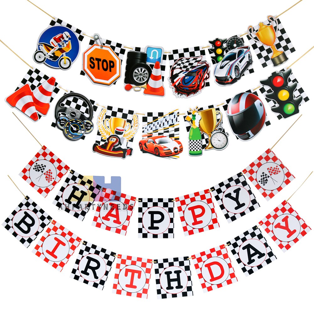 Cartoon Car Theme Letter Banners Traffic Signs Theme Party Decorations ...