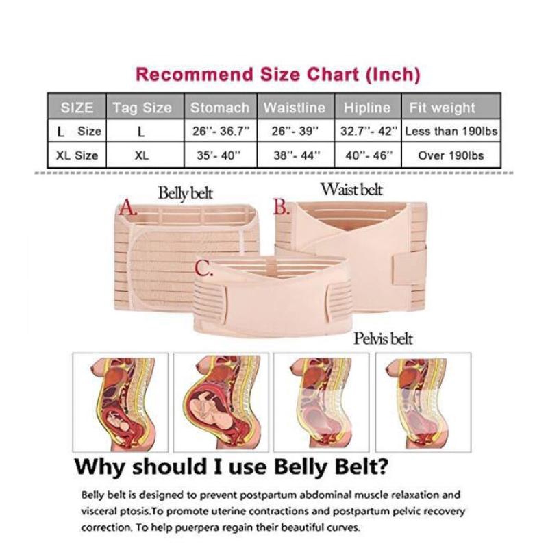 aB8D Postpartum Belly Wrap 3 Belts in 1, Postnatal Band Post C Section
