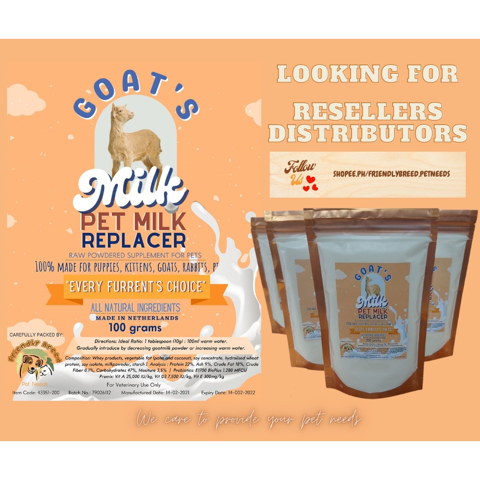 friendly breed Goat's milk for puppies, kittens, rabbits, milk replacer