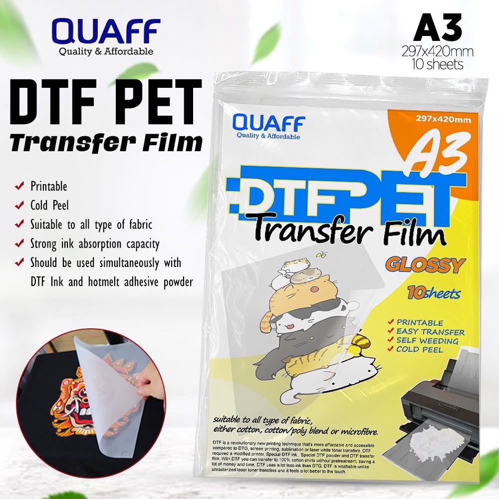 A3 Size DTF Direct to Film PET Transfer Film Glossy (100 pcs) | Shopee ...