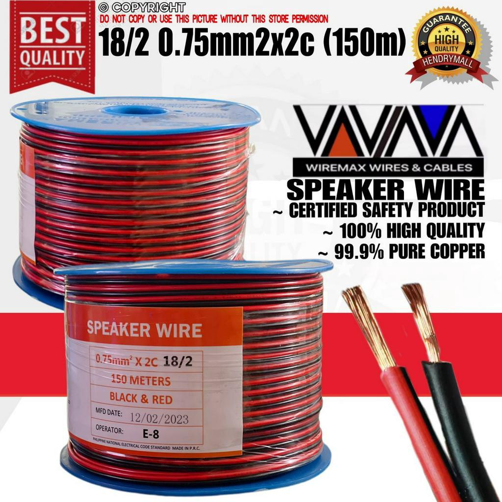 (150m) 18/2 WIREMAX SPEAKER WIRE BLACK & RED PURE COPPER 99.9 Shopee