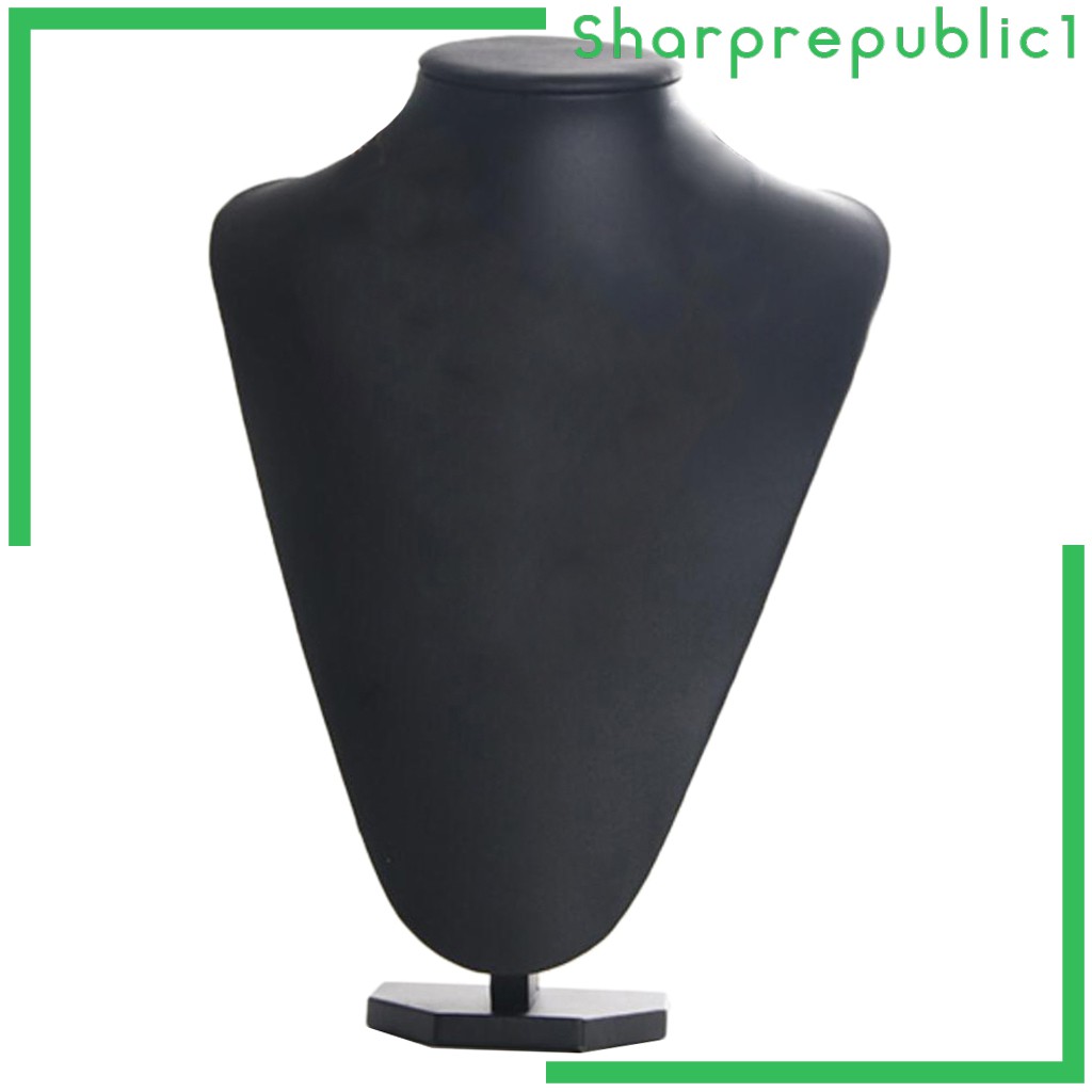 [shpre1] Leatherette Wooden Necklace Display Bust Stand Mannequin ...