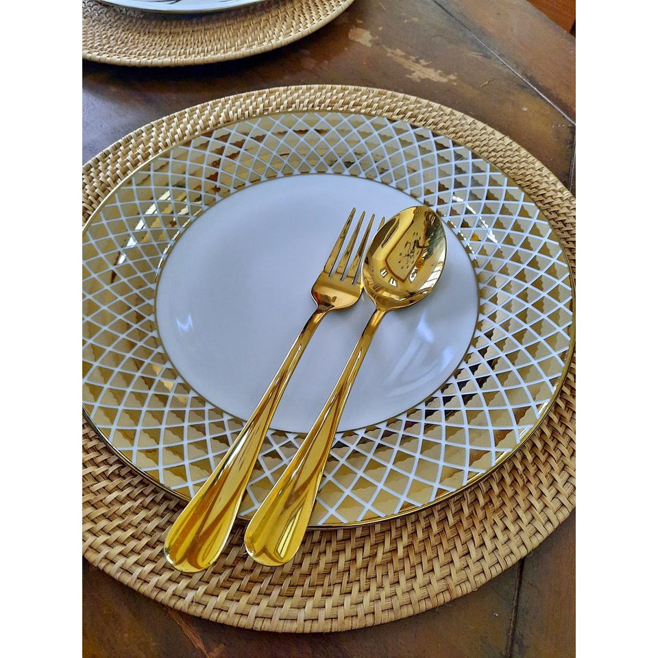 The Crafty Chic] CIROA LUXE LATTICE DINNER PLATES GOLD/WHITE MUG