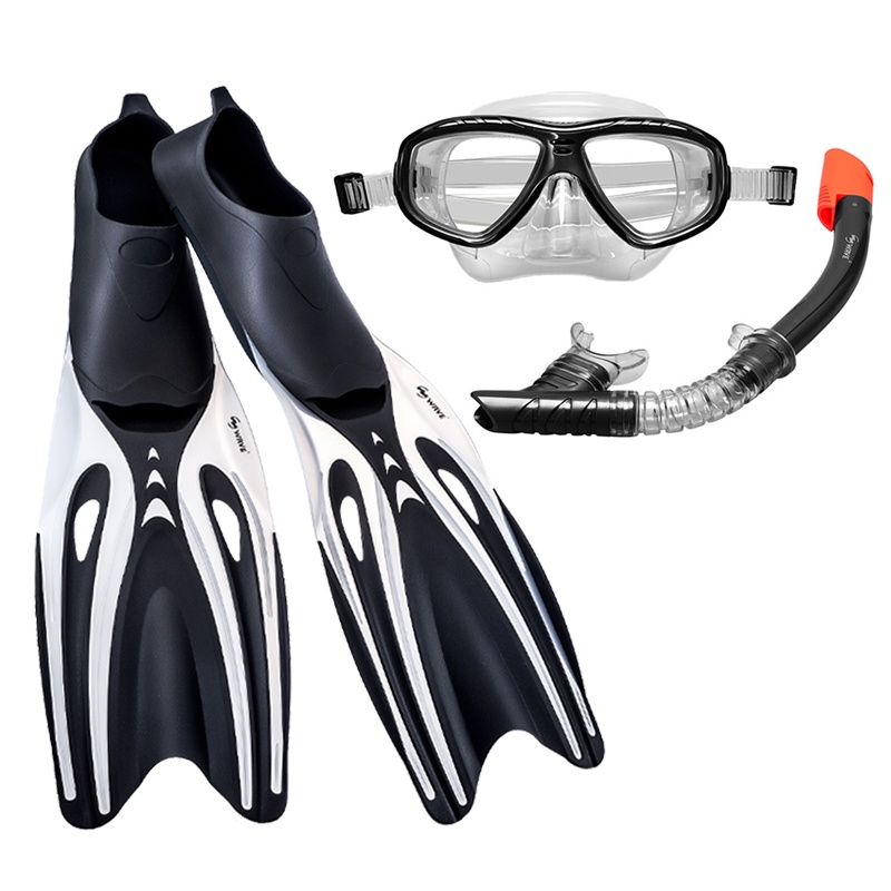 Adult diving mask snorkel fin set highdefinition tempered glass mask