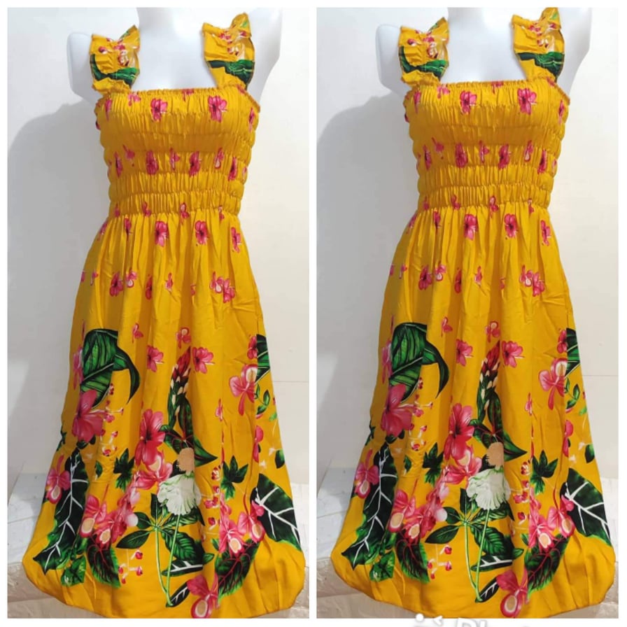 Challis Long Ruffles Dress/Smocking Duster fit up to XL | Shopee ...