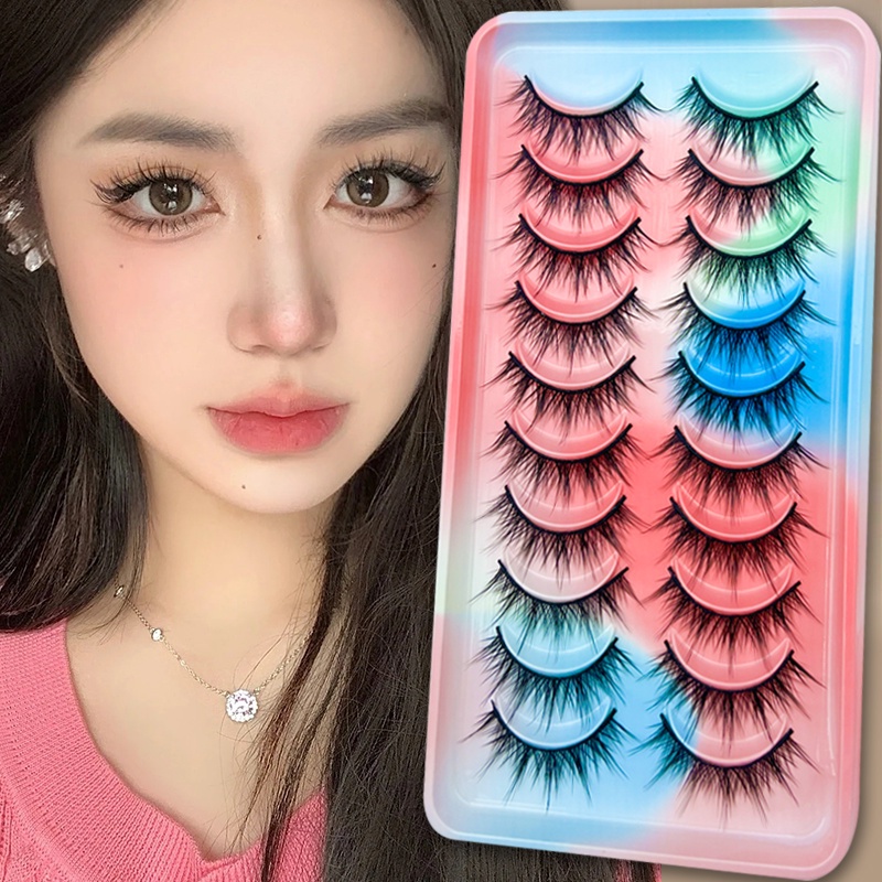 New 10 Pairs 3D Faux Mink Lashes Natural Lashes Natural Short Full ...