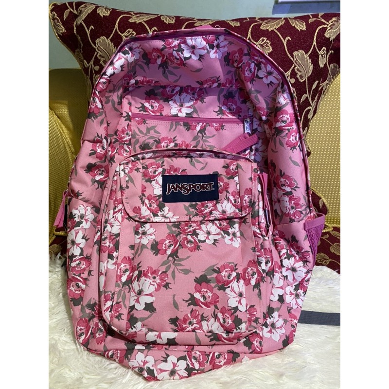 Pink floral backpack sale