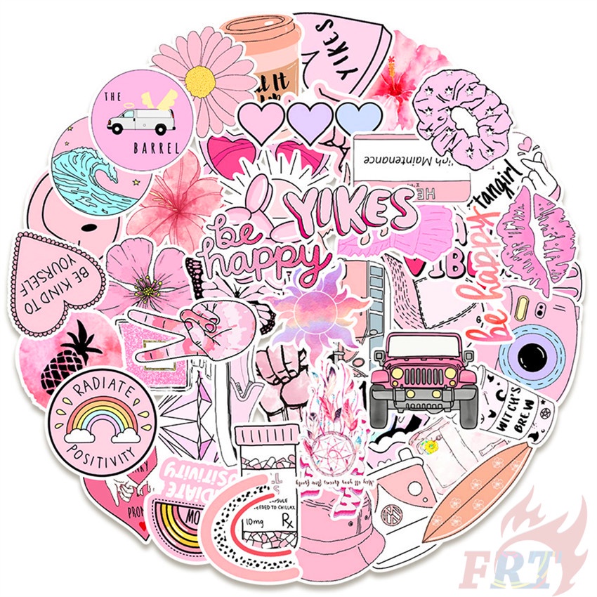 50Pcs/Set Pink Romantic Series 08 Girl Happy Travel Stickers DIY ...