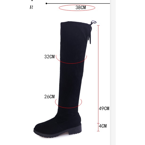 Bestseller Korea Fashion High BOots WOmen Low Heel Over The Knee Black ...