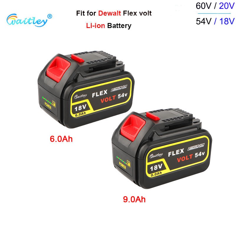 Waitley DCB606 18V 54V 9Ah 6Ah Li-Ion De walt Battery for DeWalt ...