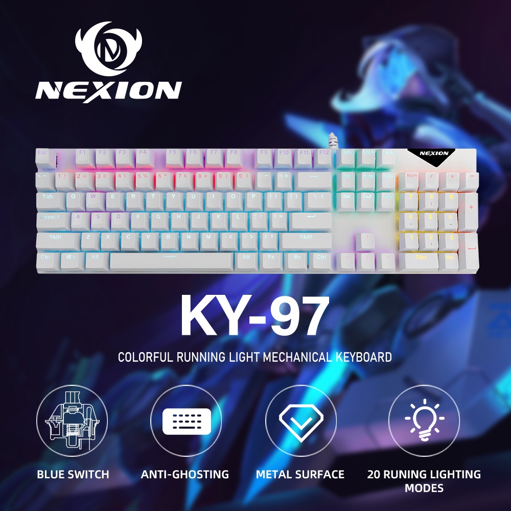 NEXION KY97 REAL MECHANICAL KEYBOARD, USB WIRED, 20 RUNNING LIGHTING