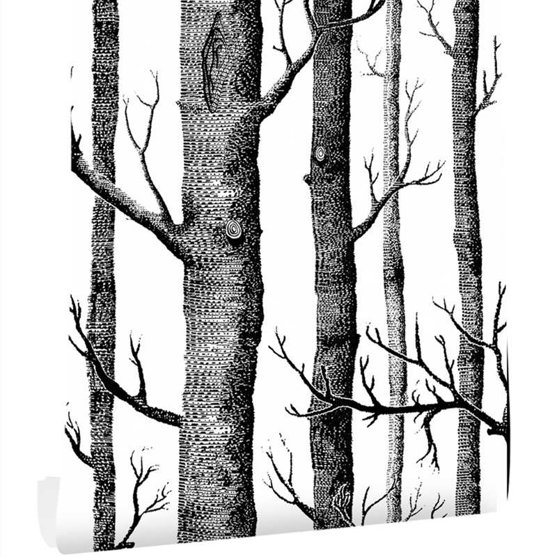 Birch Tree Peel And Stick Wallpaper Self Adhesive Black And White Wood