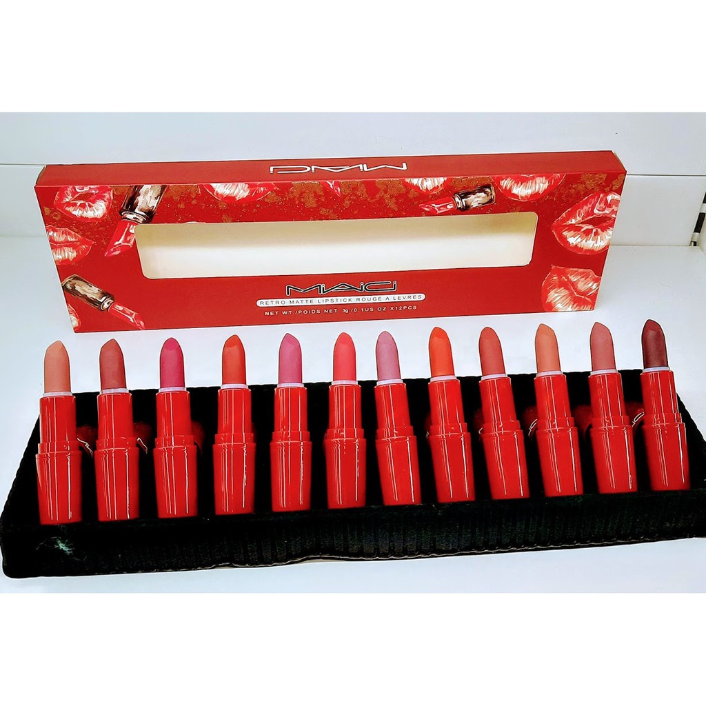 Matte Lipstick by Mac Collection Set Matta Collection Set of 12Pcs ...