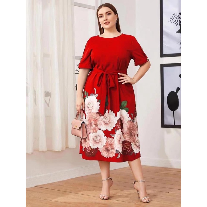 Plus Size Simply Elegant Style Floral Dress For Women | Shopee Philippines