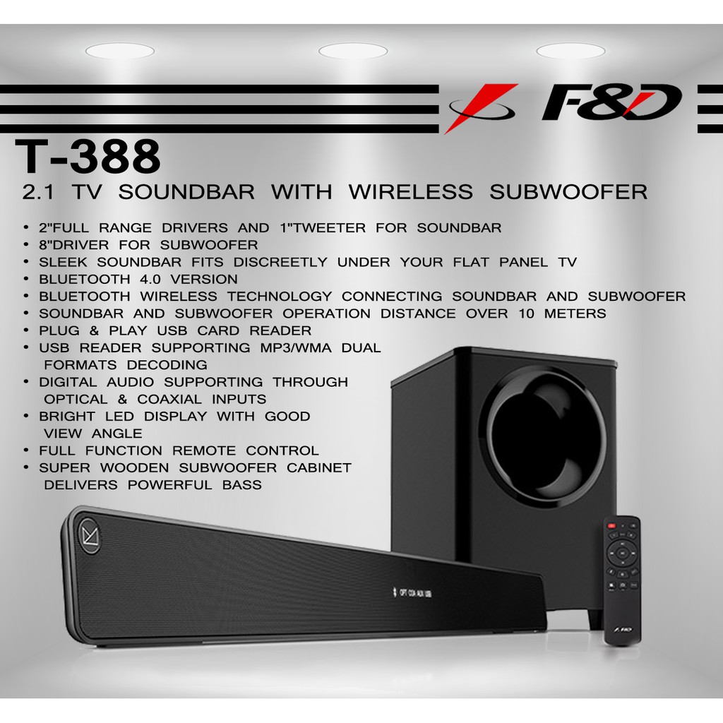 F&d soundbar best sale with subwoofer