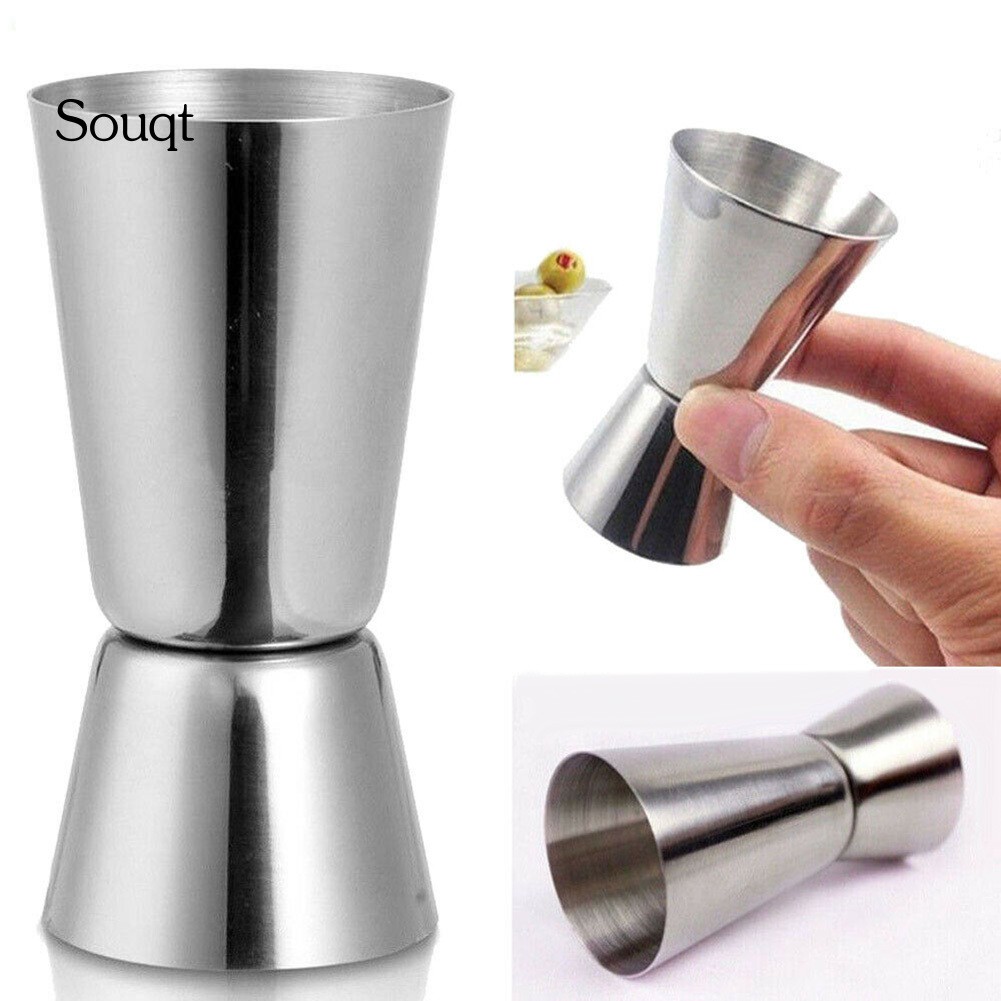 PHILORN 2 Set Double Jigger 0.5 & 1 oz 304 Stainless Steel with Recipe 15ml  & 30ml Measuring Cup Measure Liquor Quickly Accurately Cocktail Jigger