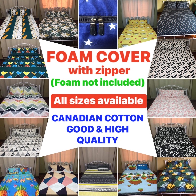 Foam cover with zipper (2,3,4,5,6,7,8,9,10,12 inches thick) single to