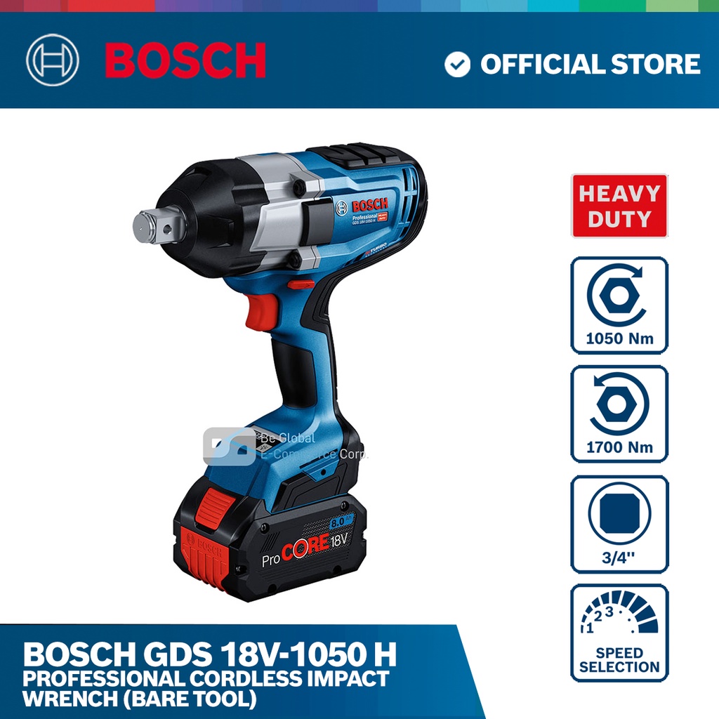 Bosch Gds 18v 1050 H Professional Cordless Impact Wrench Bare Tool