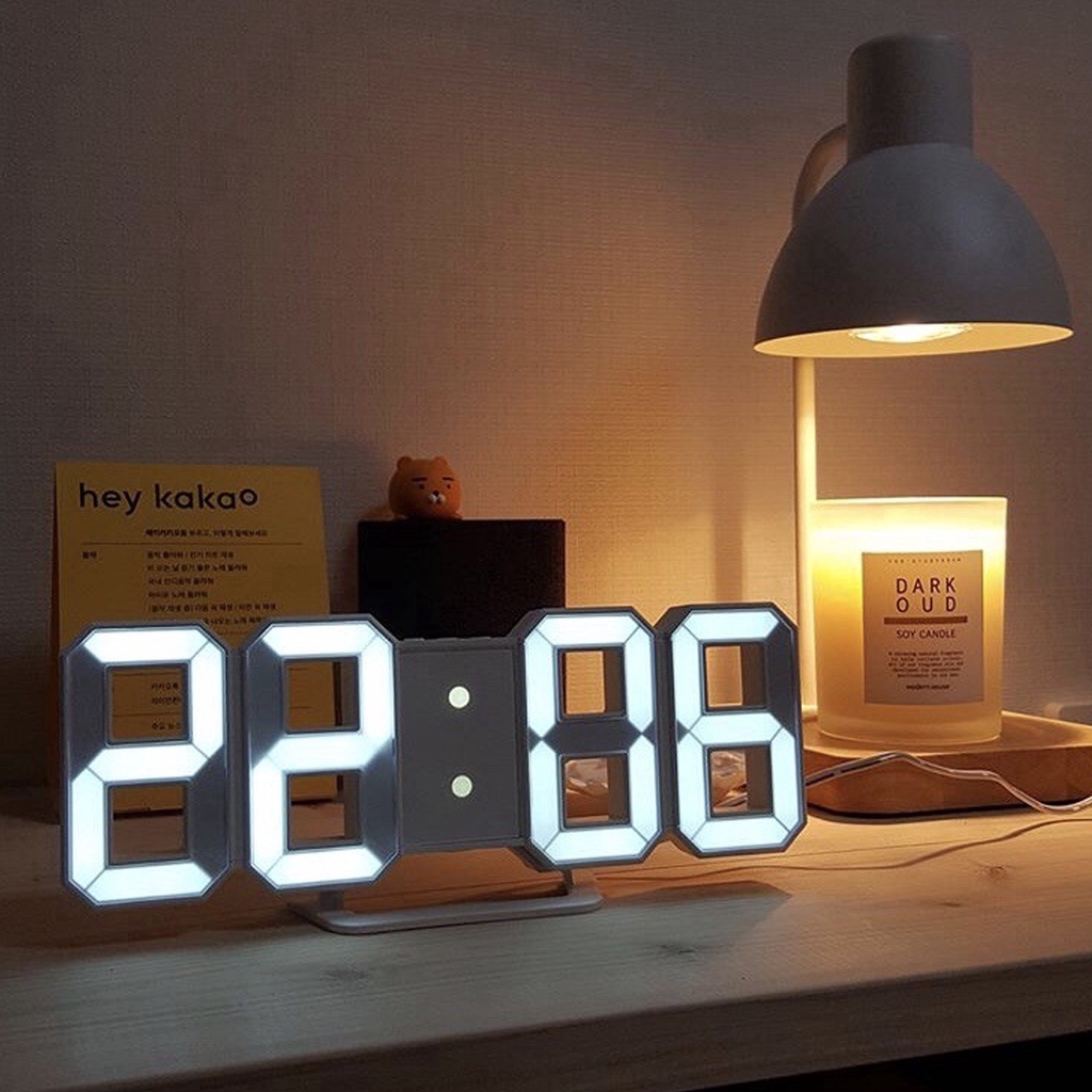 3D LED Wall Clock Modern Digital Alarm Clocks Display Home Kitchen Office  Table Desk Nightled lighti