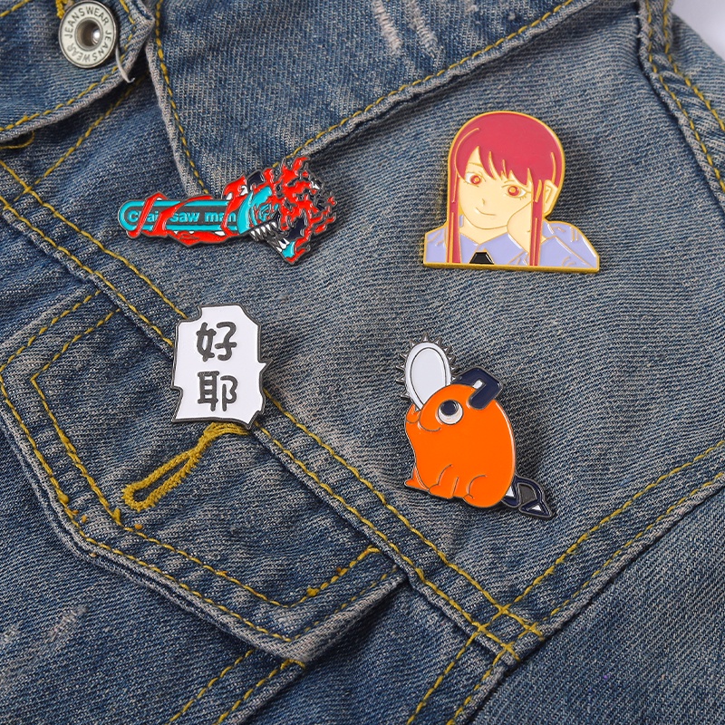 Chainsaw Man Enamel Pins Pochita Makima Brooches Lapel Badges Cartoon