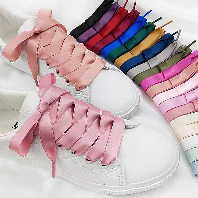 Silk Shoe Laces Satin Ribbon Flat Shoelaces Women Sneakers Shoelace ...